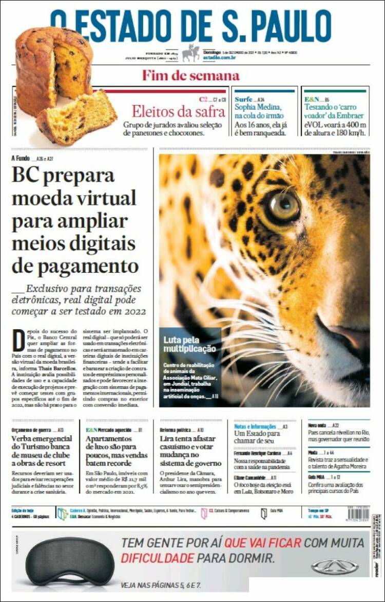 Portada de O Estado de São Paulo (Brasil)