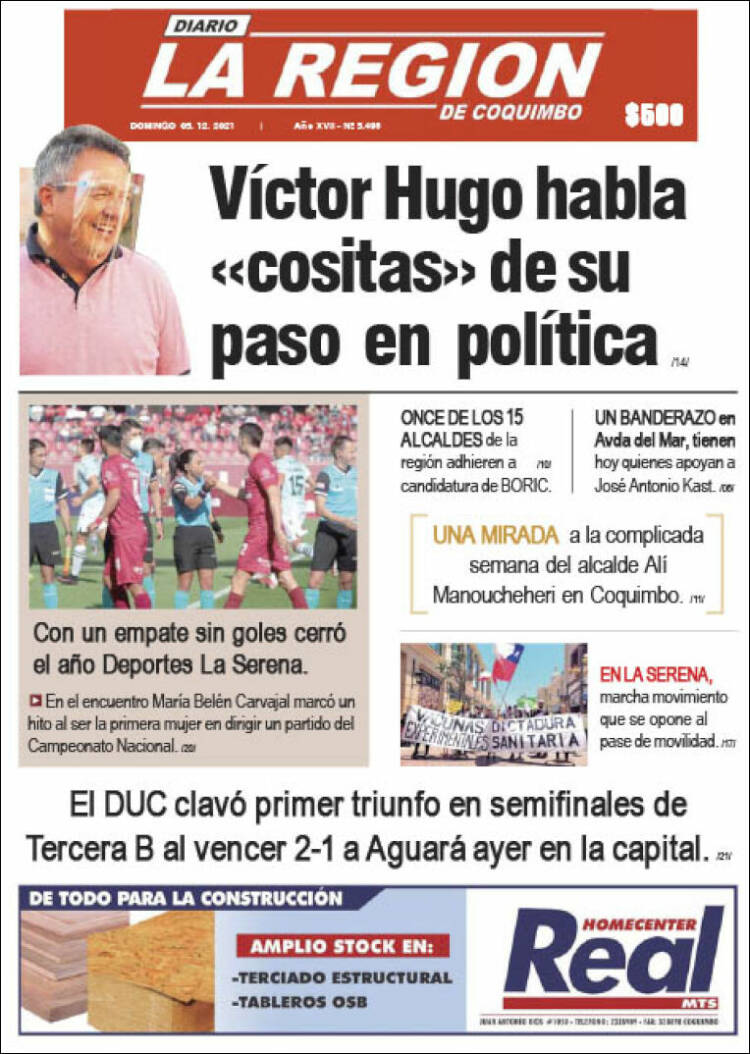Portada de Diario La Región de Coquimbo (Chile)