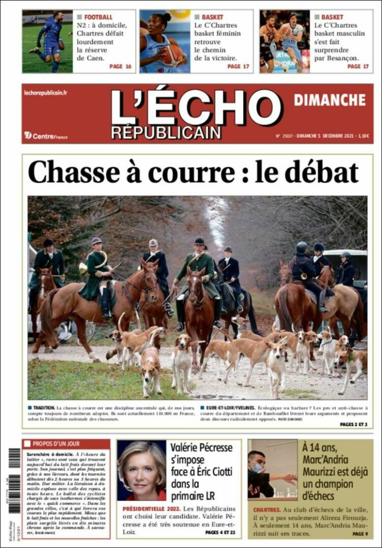Portada de L'Echo Républicain (Francia)
