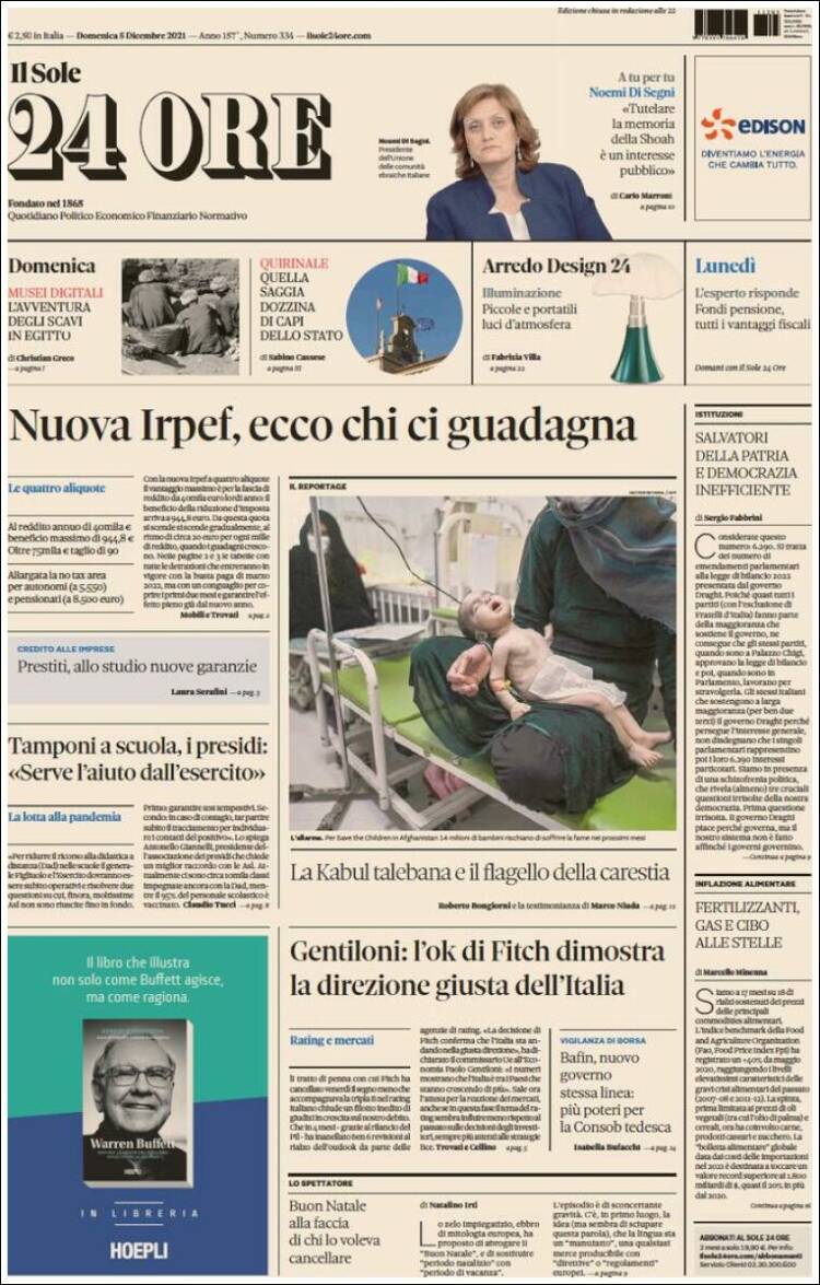 Portada de Il Sole 24 ORE (Italia)