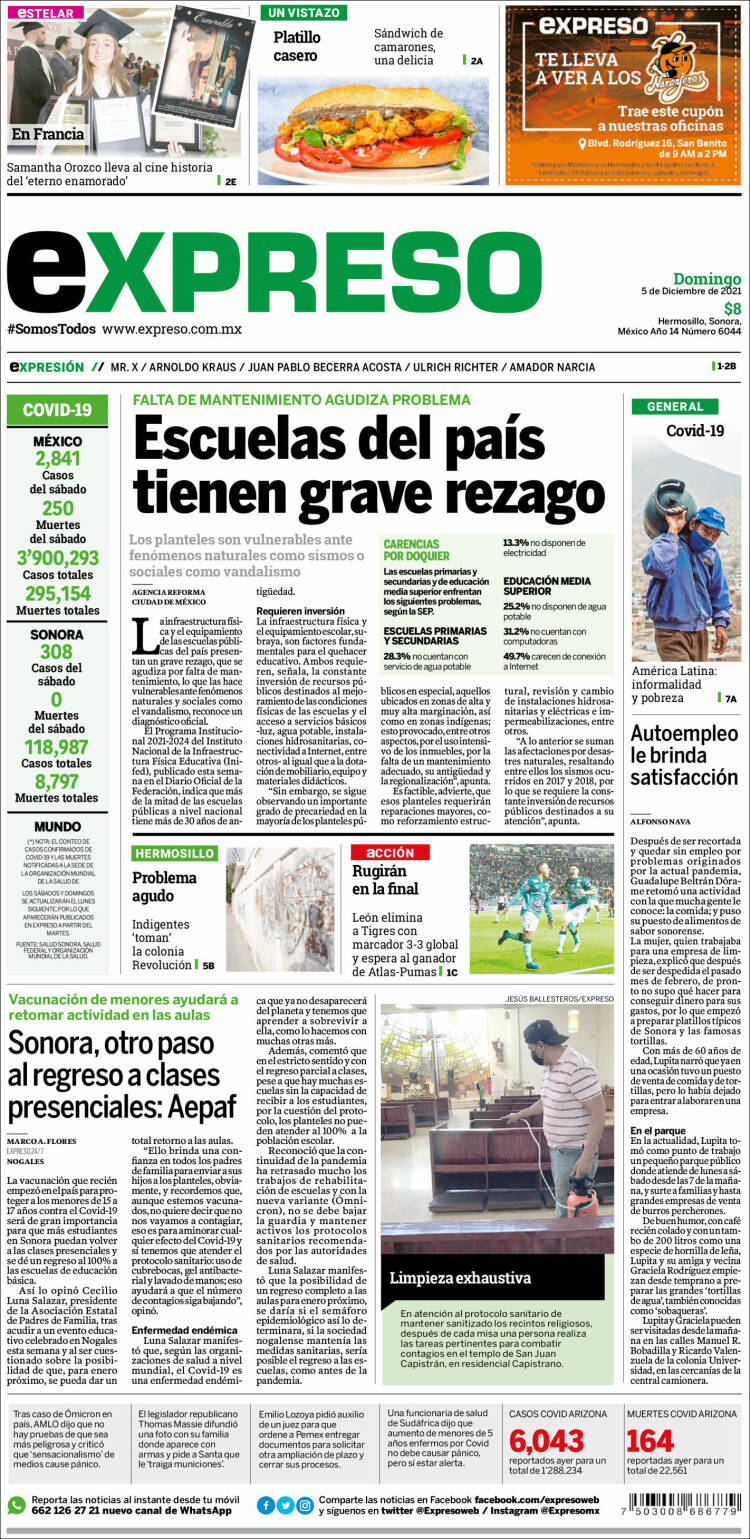 Portada de Expreso (M&eacute;xico)