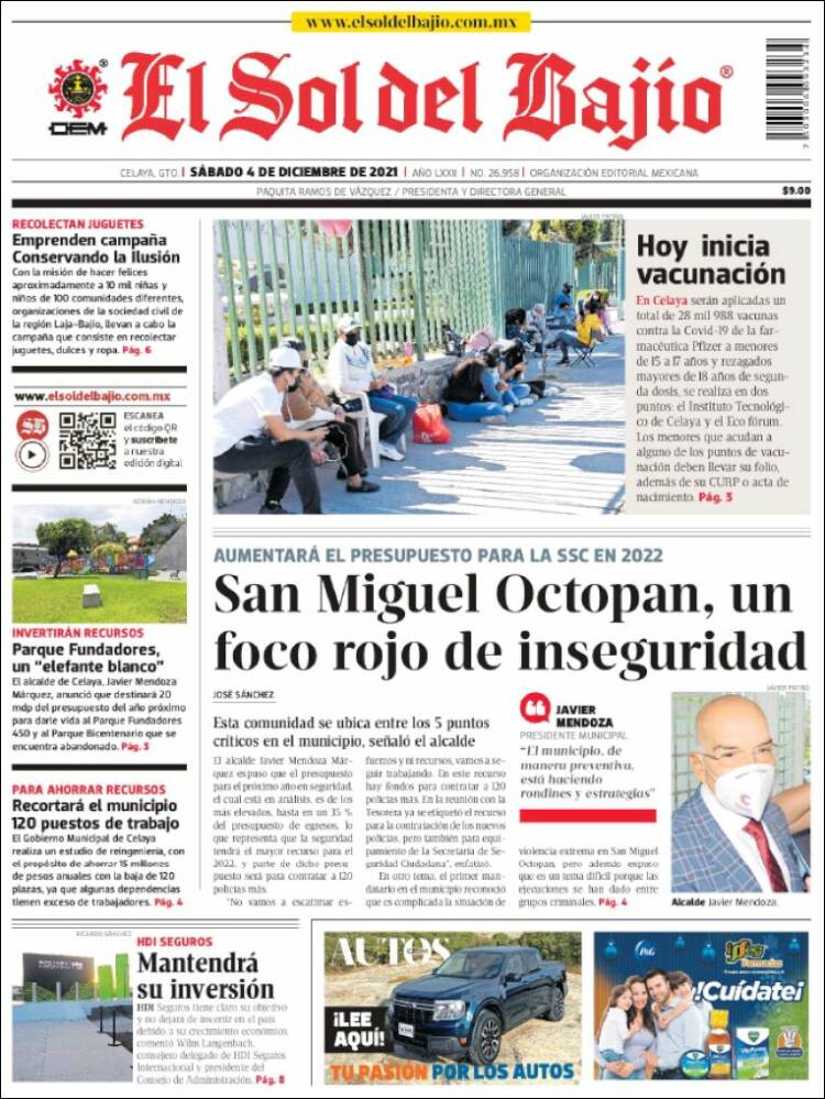 Portada de El Sol del Bajio (M&eacute;xico)