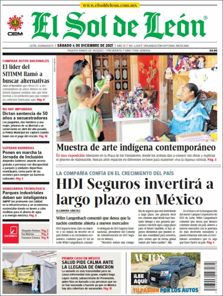 Portada de El Sol de León (M&eacute;xico)