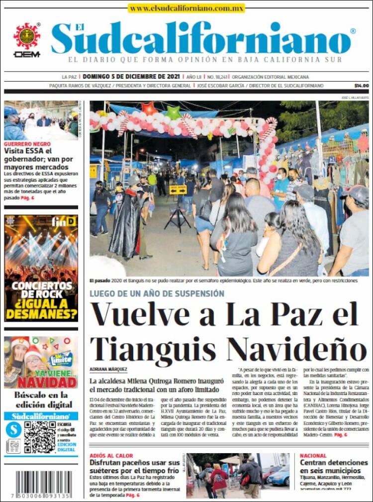 Portada de El Sudcaliforniano (M&eacute;xico)