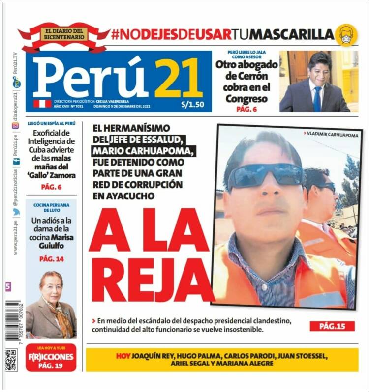 Portada de Perú 21 (Per&uacute;)