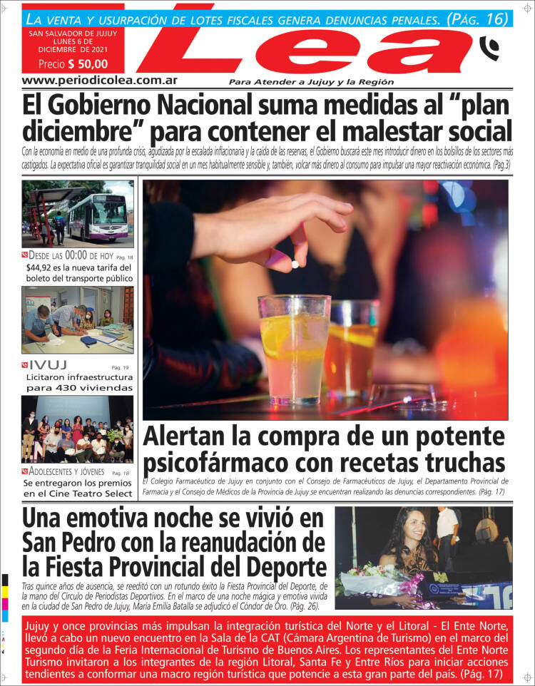 Portada de Periódico Lea (Argentina)