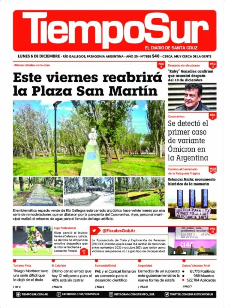 Portada de Tiempo Sur (Argentina)