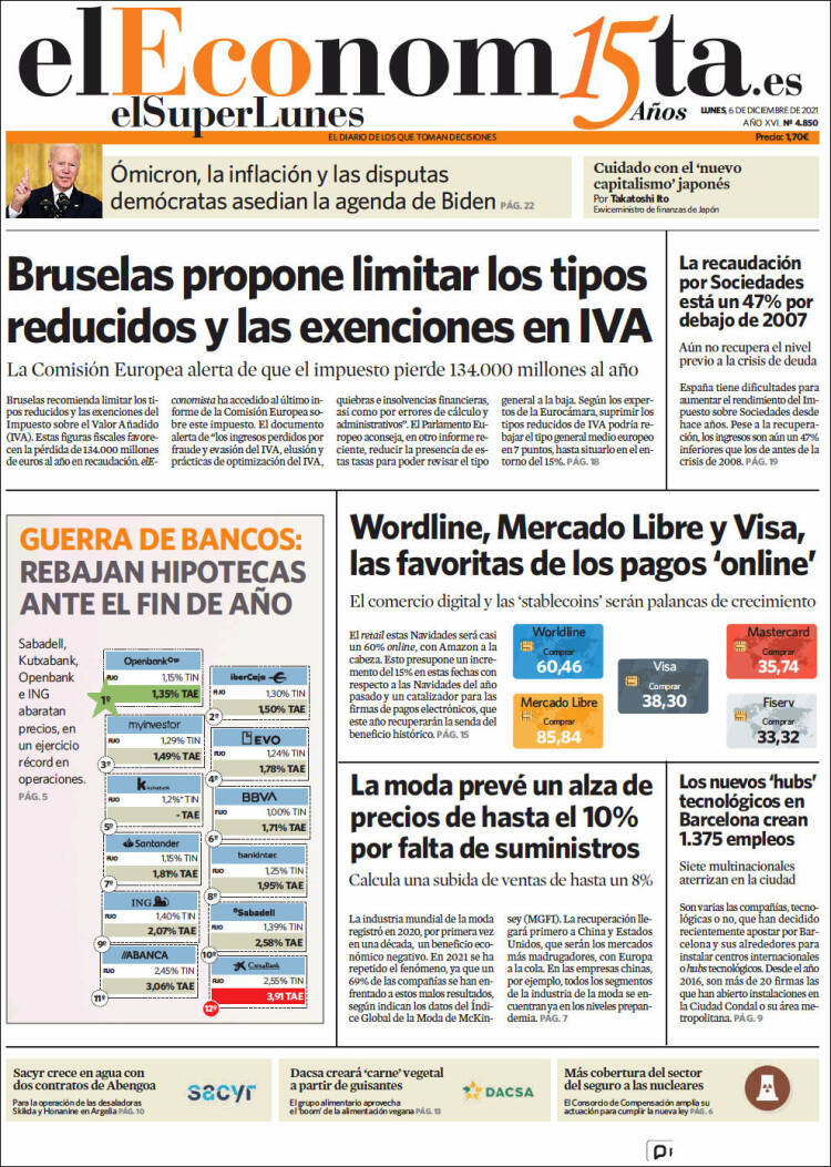 Portada de El Economista (Espa&ntilde;a)