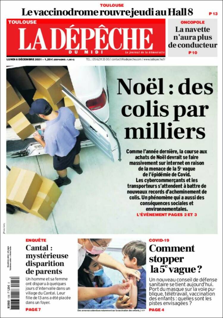 Portada de La Dépêche du Midi (Francia)