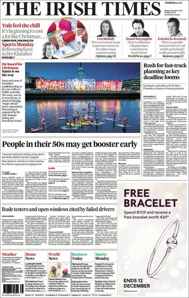 Portada de Irish Times (Irlanda)