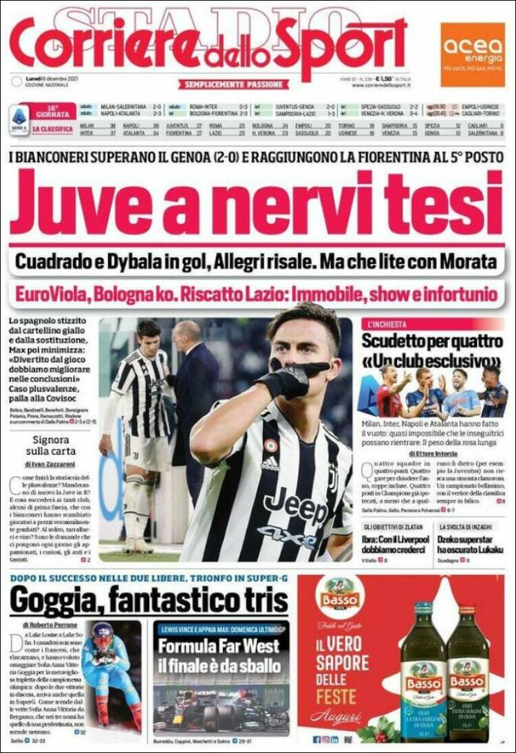 Portada de Corriere dello Sport (Italia)