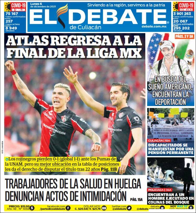 Portada de El Debate de Culiacán (M&eacute;xico)