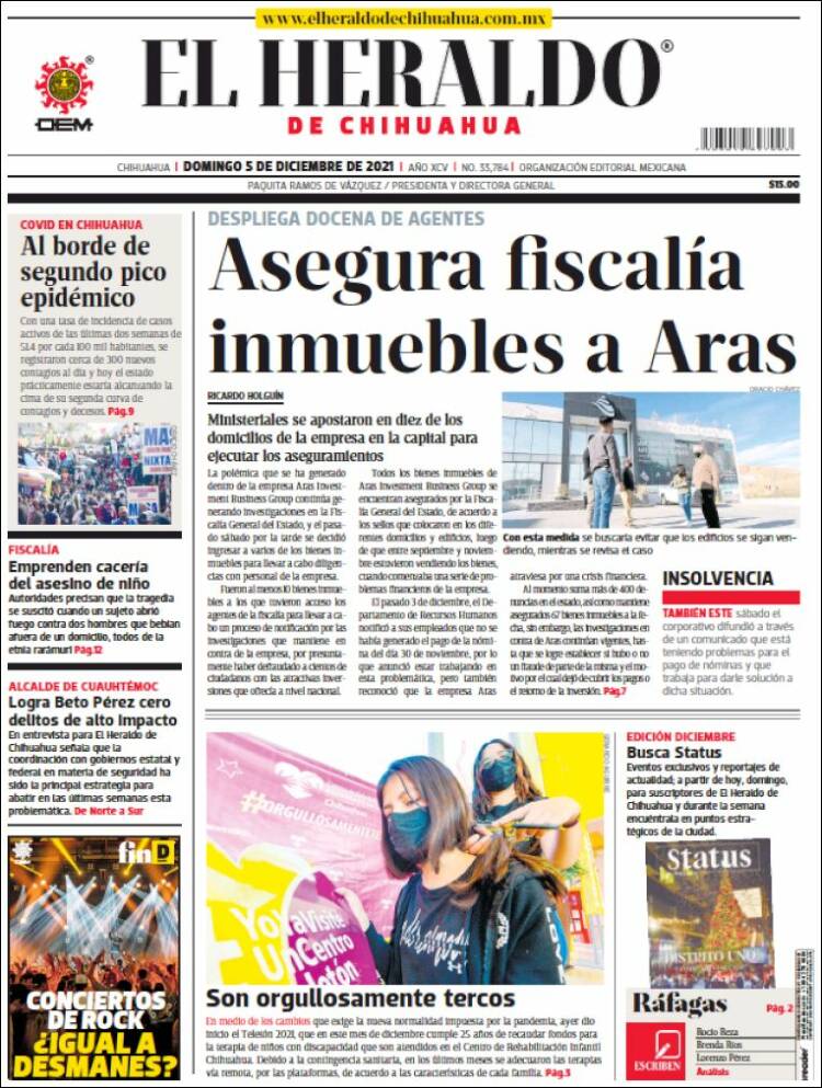 Portada de El Heraldo de Chihuahua (M&eacute;xico)