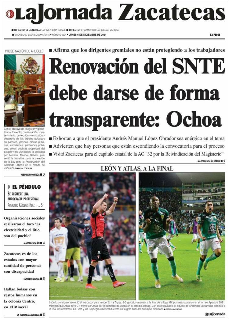 Portada de Jornada de Zacatecas (México)