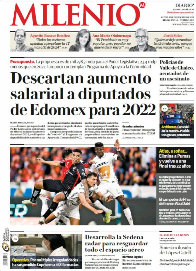 Portada de Milenio - Estado de México (M&eacute;xico)