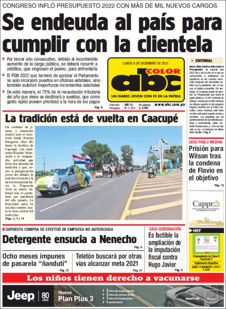 Portada de ABC Color (Paraguay)