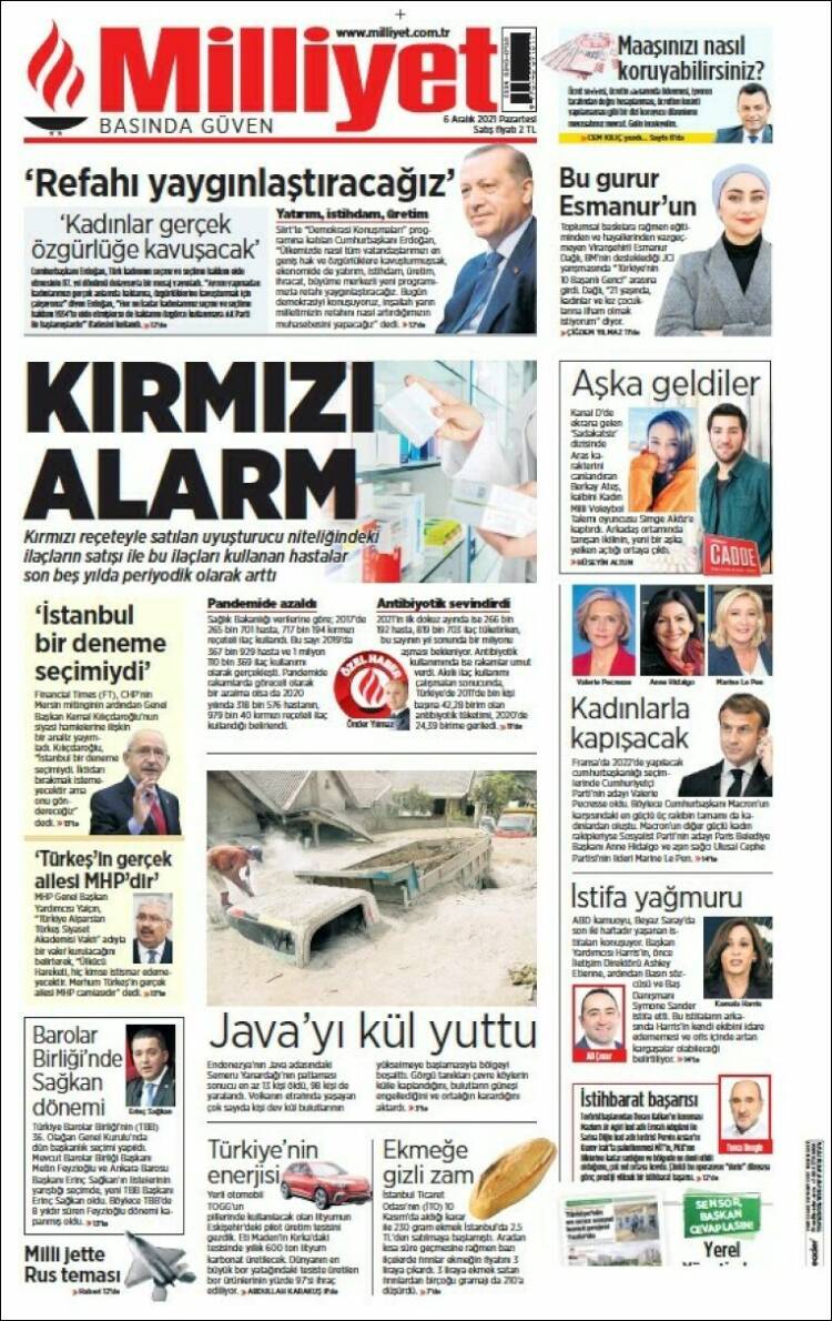 Portada de Milliyet (Turqu&iacute;a)