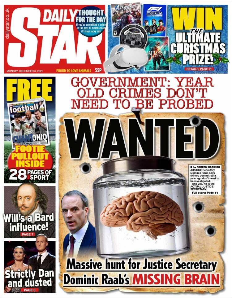 Portada de Daily Star (Reino Unido)