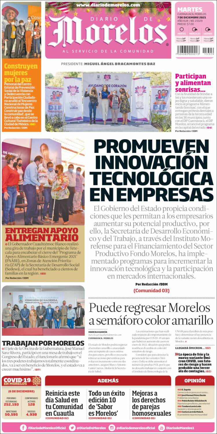 Portada de Diario de Morelos (México)