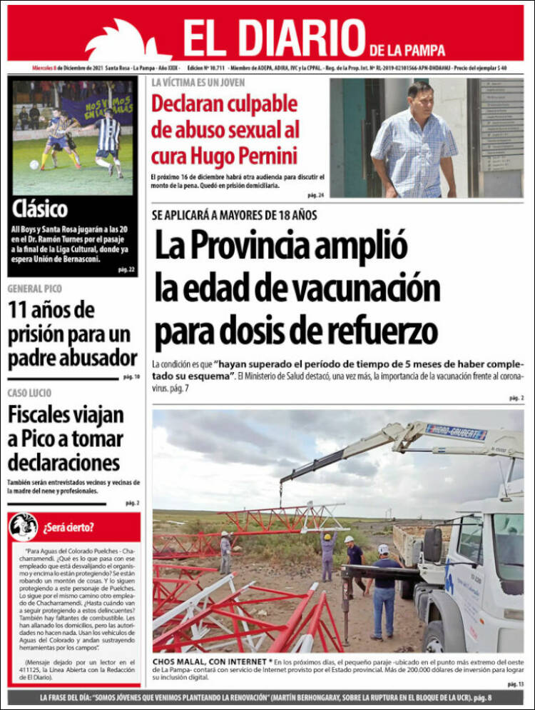 Portada de Diario de La Pampa (Argentina)