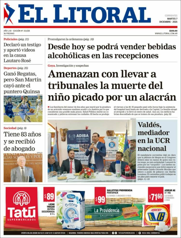 Portada de El Litoral Corrientes (Argentina)