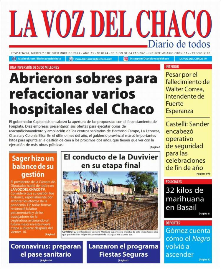 Portada de La Voz del Chaco (Argentina)