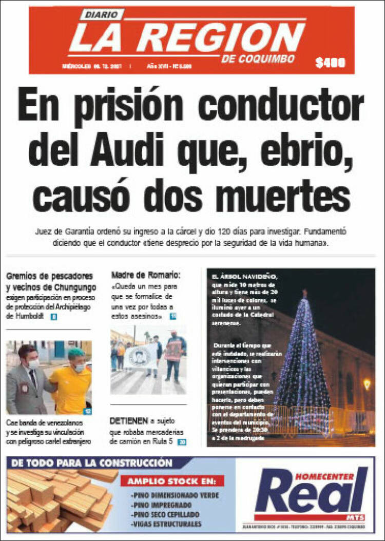 Portada de Diario La Región de Coquimbo (Chile)