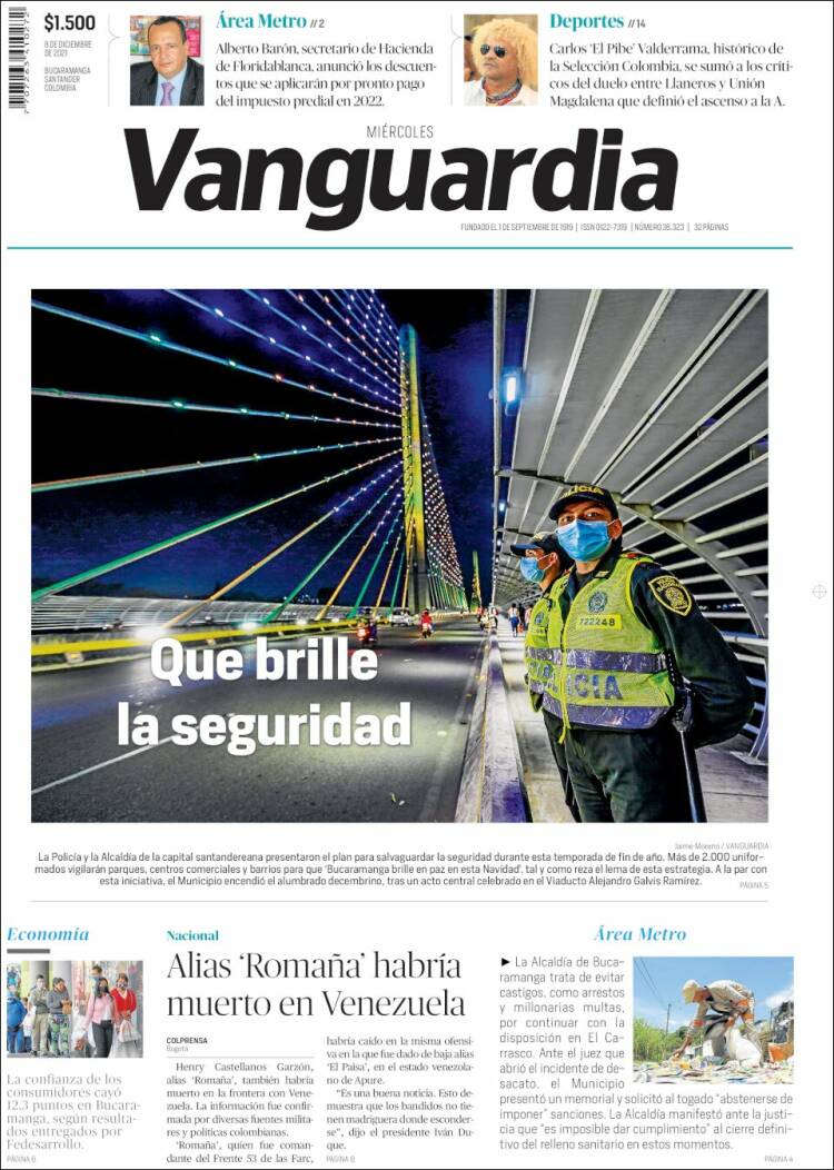 Portada de Vanguardia Liberal (Colombia)