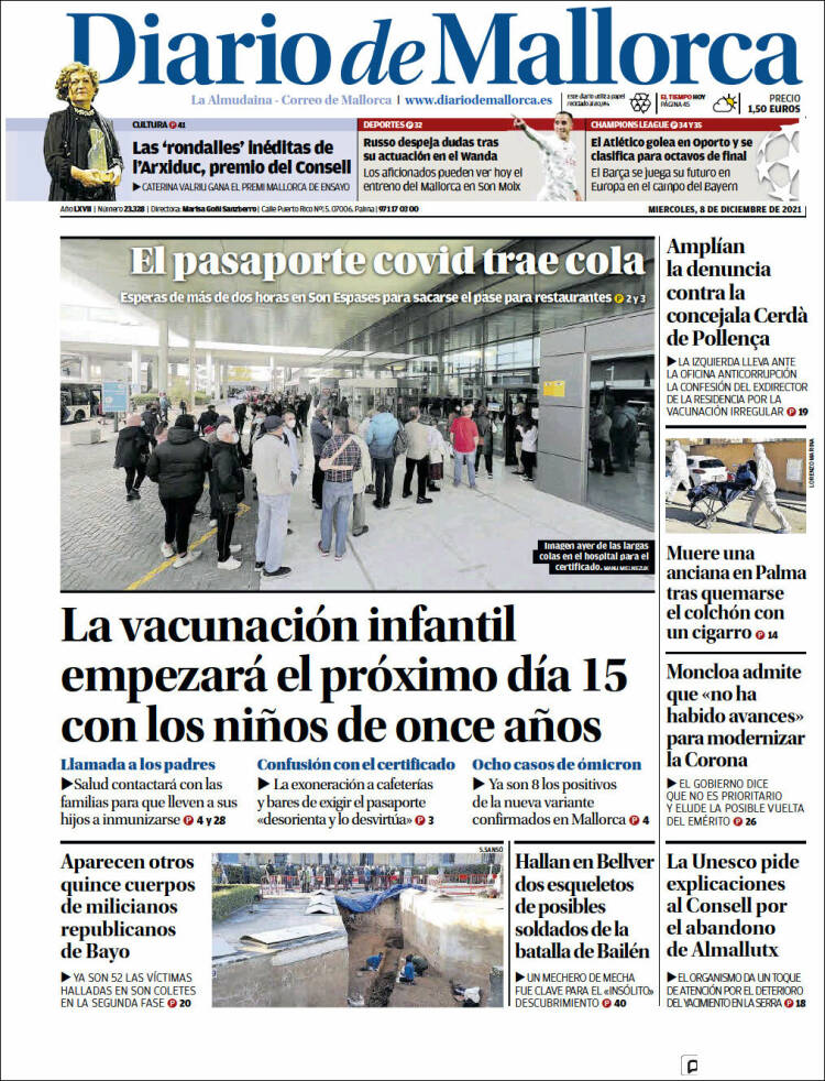 Portada de Diario de Mallorca (España)