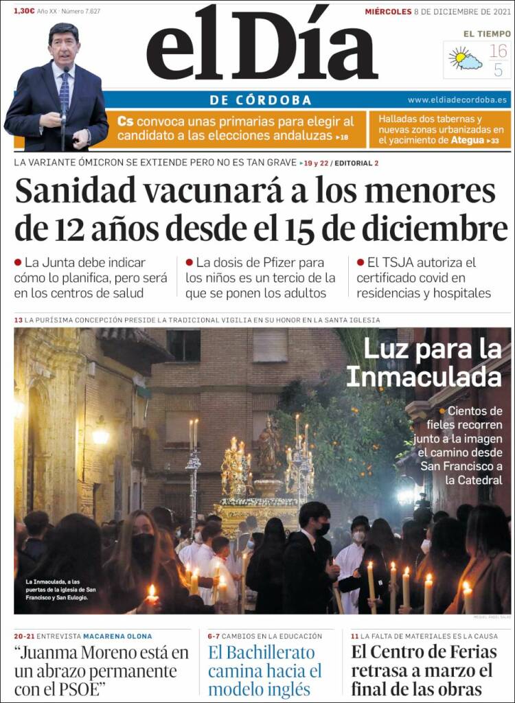 Portada de El Día de Córdoba (Espagne)