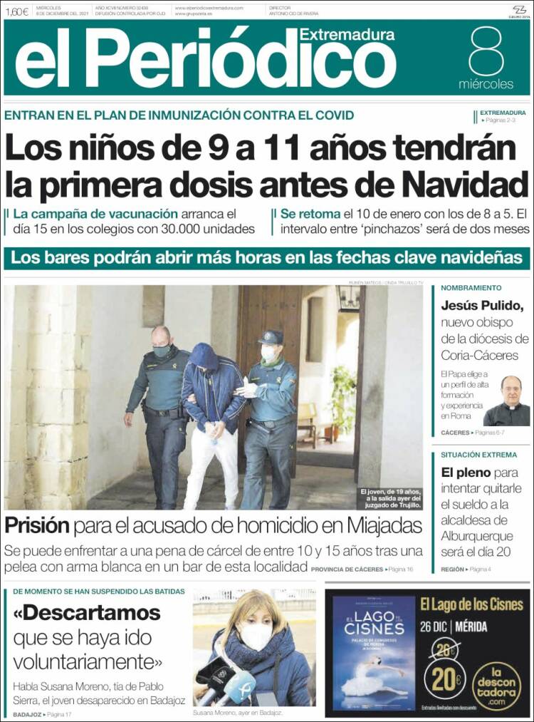 Portada de El Periódico de Extremadura (España)