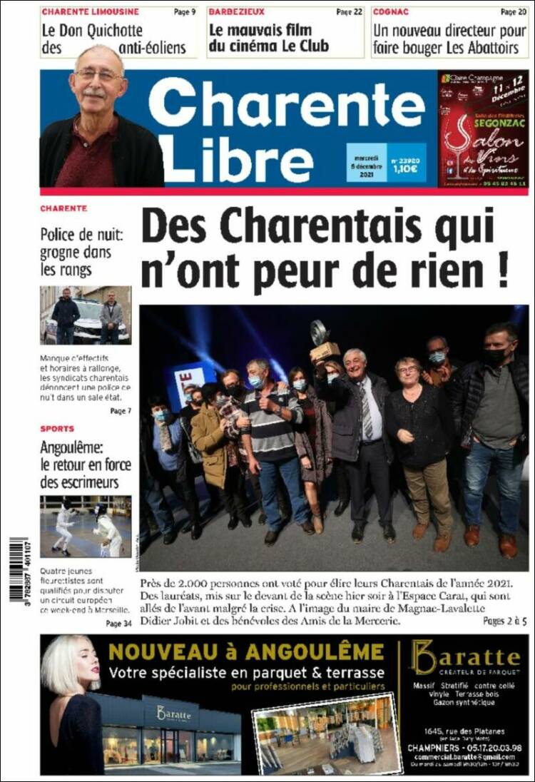 Portada de Charente Libre (Francia)
