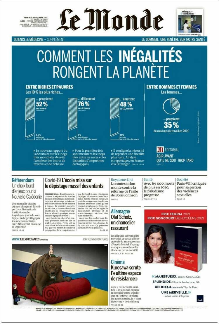 Portada de Le Monde (Francia)