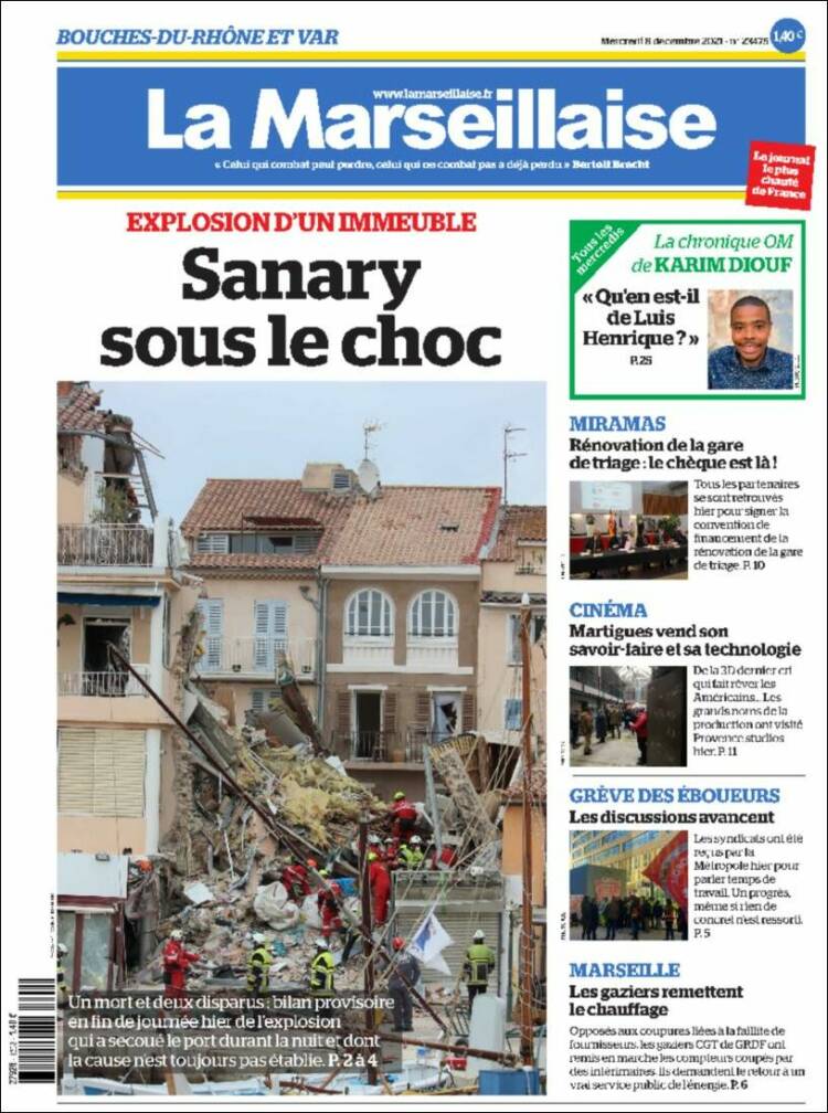 Portada de La Marseillaise (Francia)