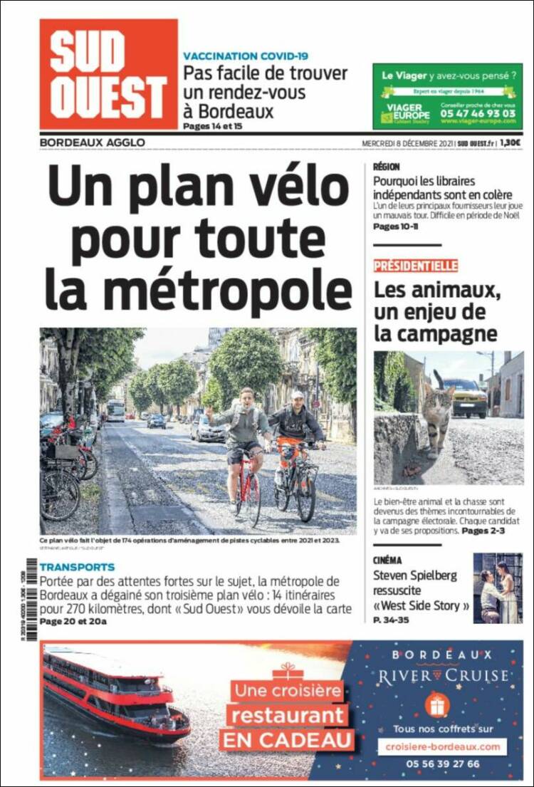 Portada de Sud Ouest (Francia)