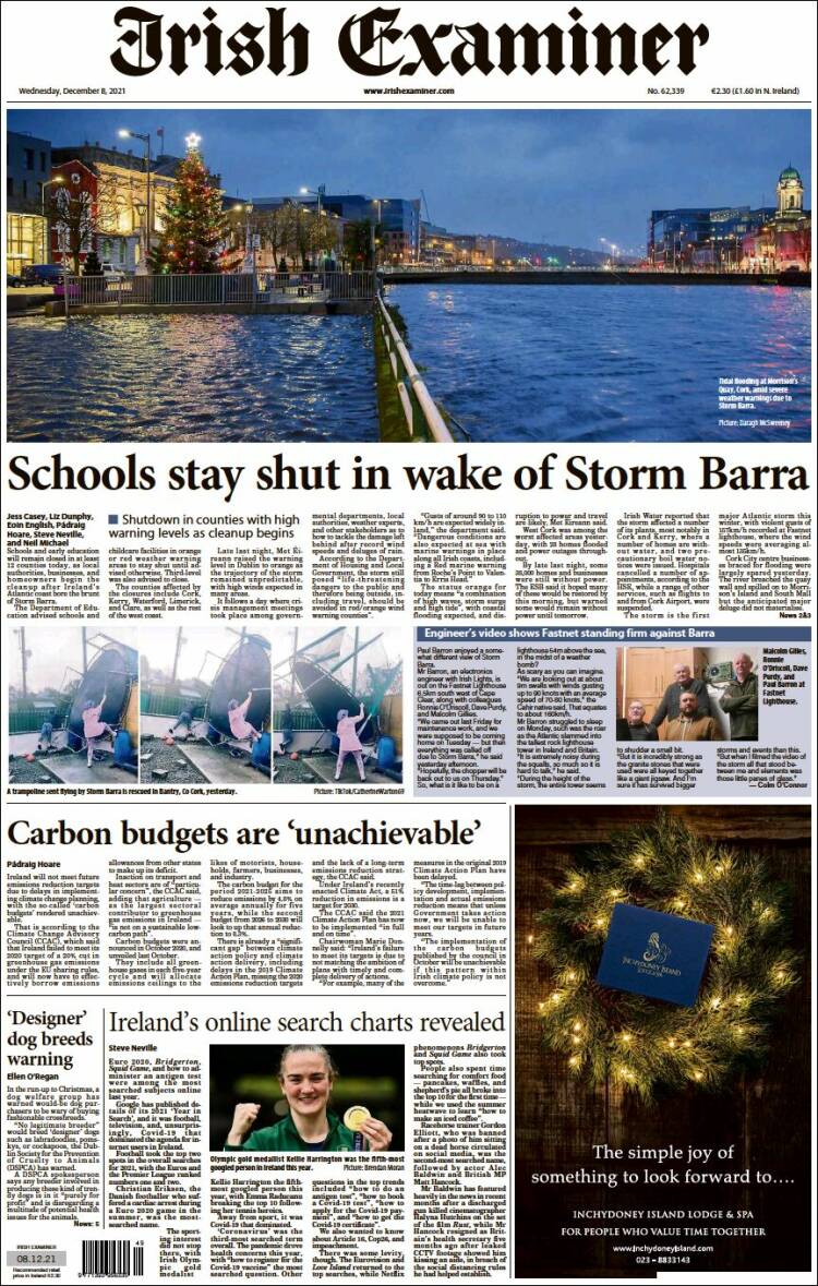 Portada de Irish Examiner (Irlanda)