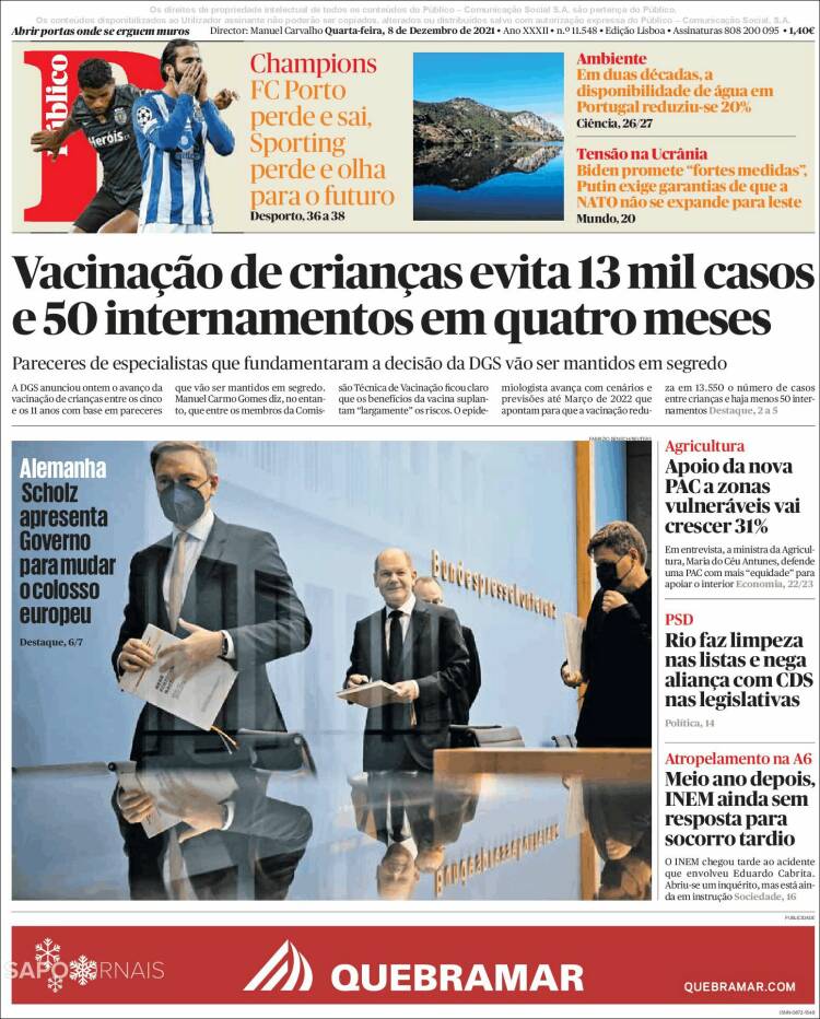 Portada de Público (Portugal)