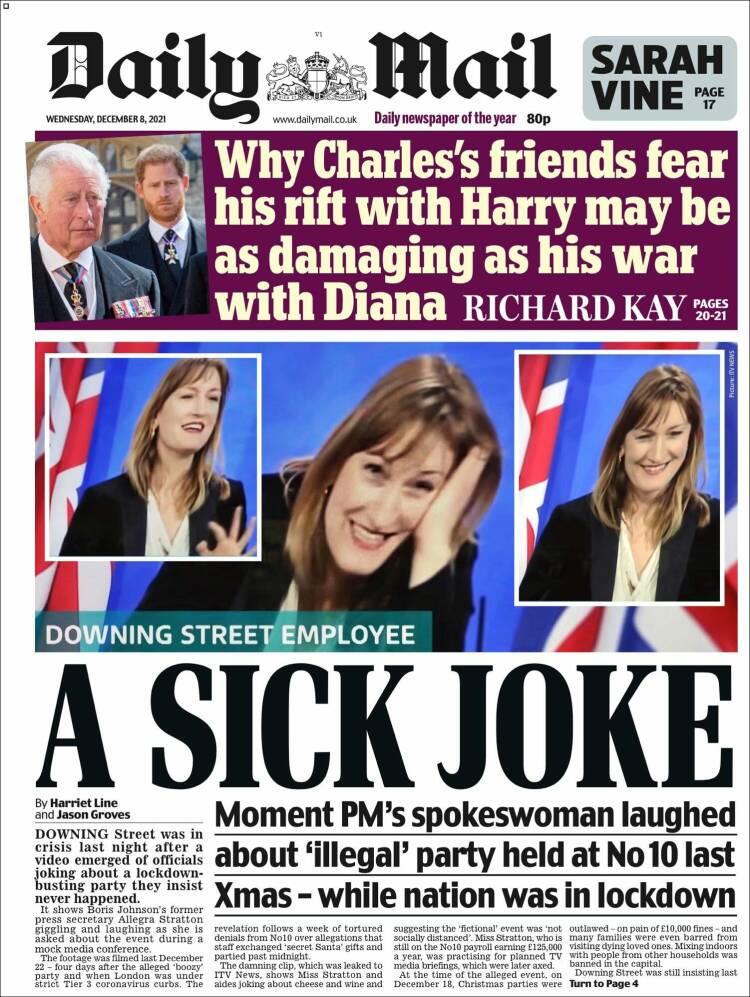 Portada de Daily Mail (Reino Unido)