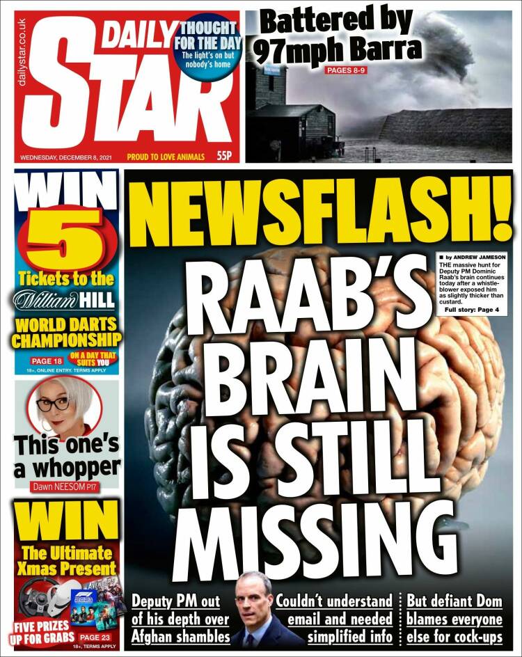 Portada de Daily Star (Reino Unido)