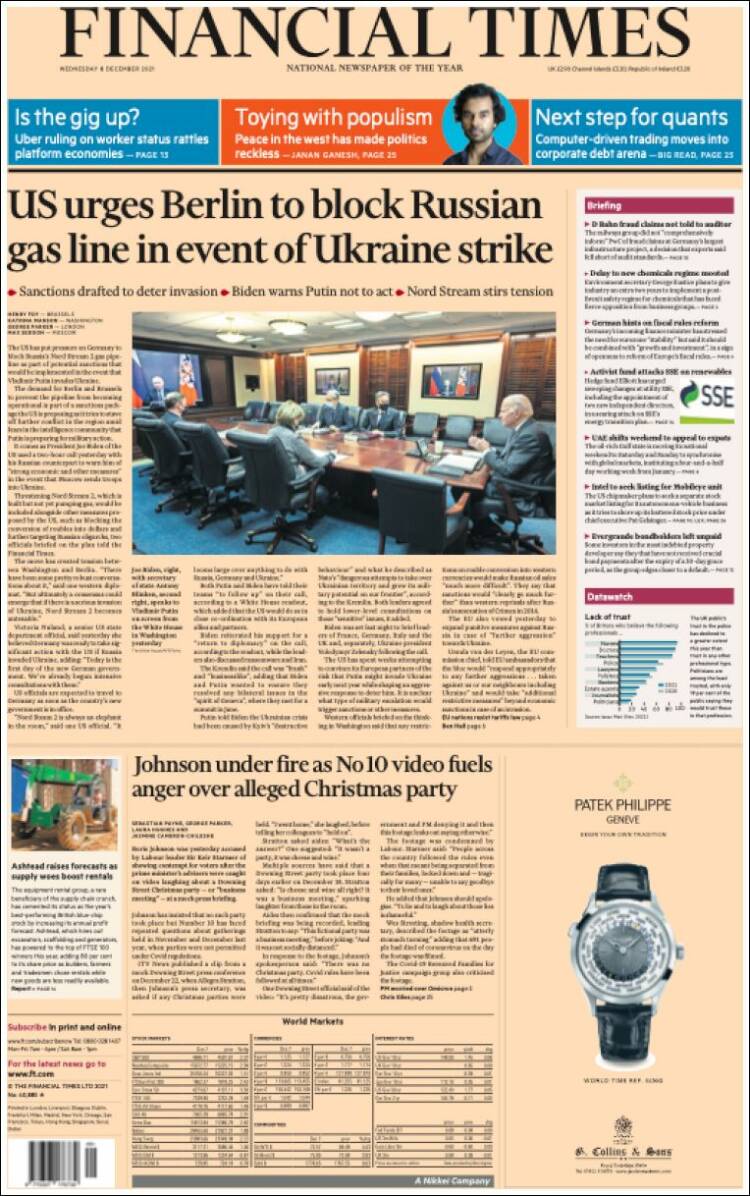 Portada de Financial Times (Reino Unido)