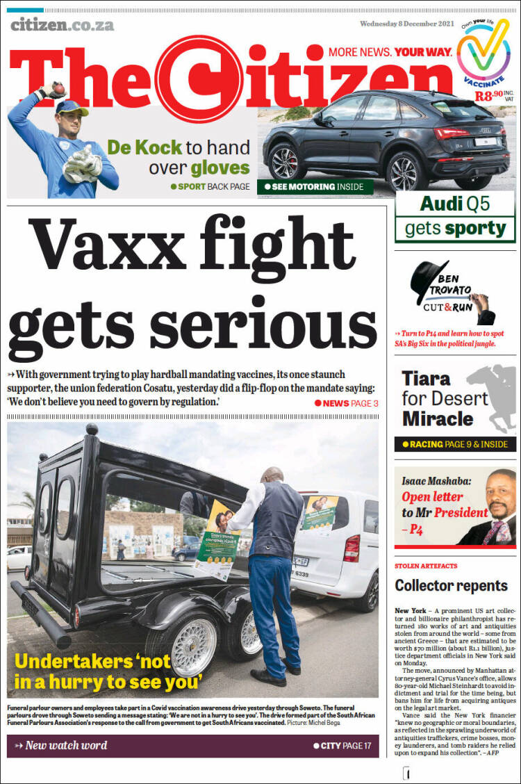 Portada de The Citizen (Sud&aacute;frica)