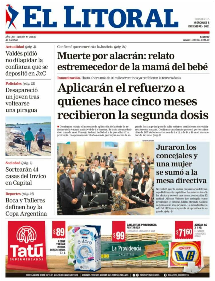 Portada de El Litoral Corrientes (Argentina)