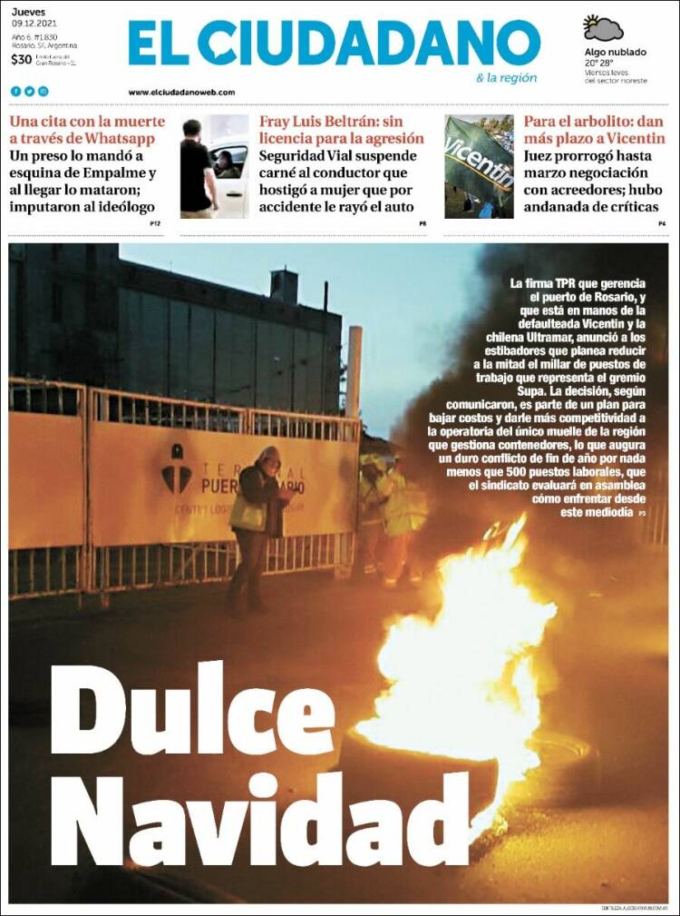 Portada de Diario El Ciudadano (Argentina)