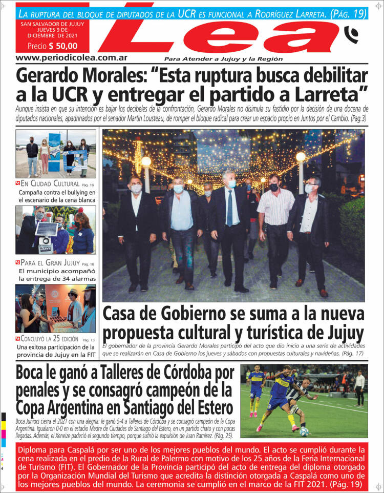 Portada de Periódico Lea (Argentina)