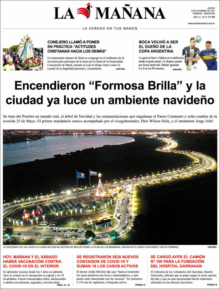 Portada de Diario La Mañana (Argentina)