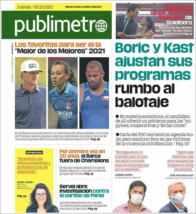 Portada de Publimetro (Chile)