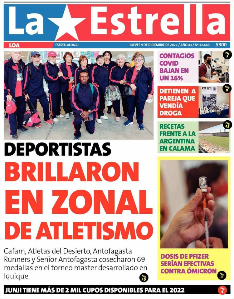 Portada de La Estrella de Loa (Chile)