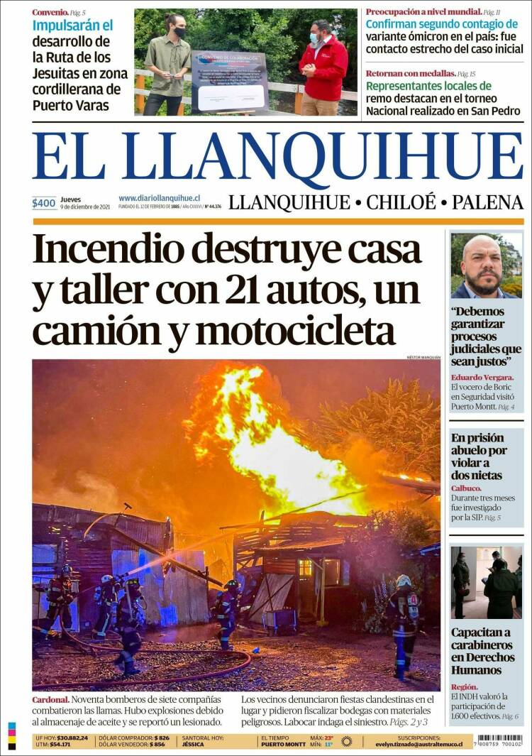 Portada de El Llanquihue (Chile)