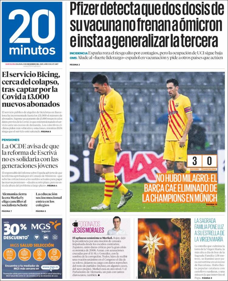 Portada de 20 Minutos - Barcelona (España)