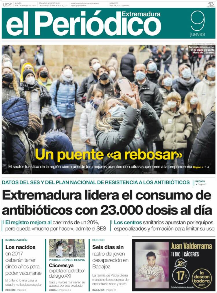 Portada de El Periódico de Extremadura (España)